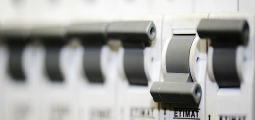 a breaker box with a tripped fuse