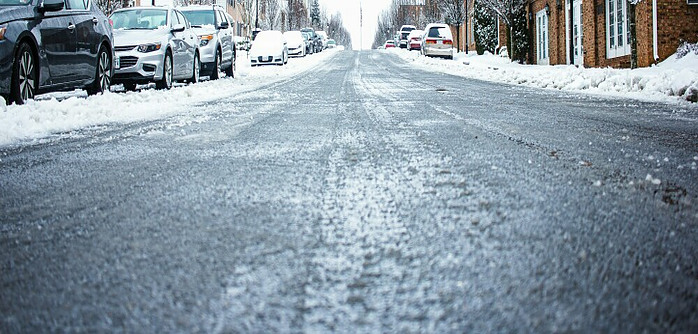 a road covered in sleet
