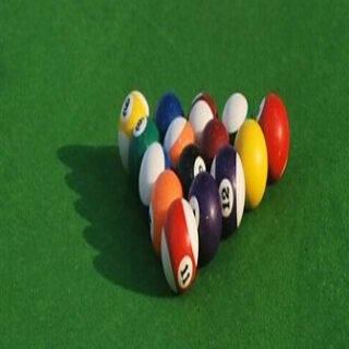 a set of pool balls ready to go