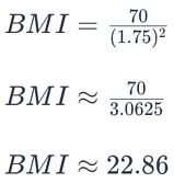 example BMI calculation